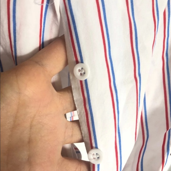 Garage red white blue tie crop top blouse - Picture 3 of 6